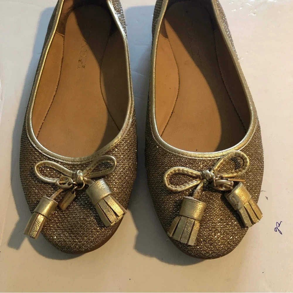 COACH Gold Ballet Flat SHOES 5.5B